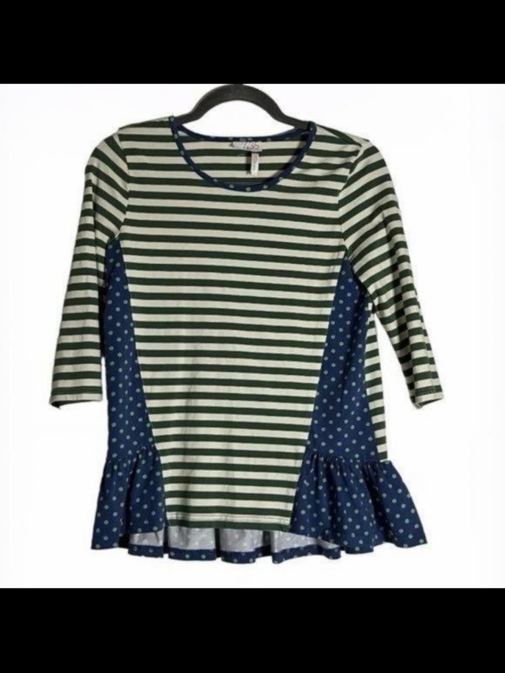 Matilda Jane Green and White Striped Polka Dot Peplum Top